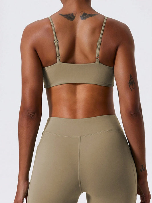1Pc Super Soft Nude Fabric Breathable Sweat Absorbent Yoga Sports Underwear Twisted Chest Design Back Sling Outdoor Workout Leisure Bra Running Fitness Pilates Women