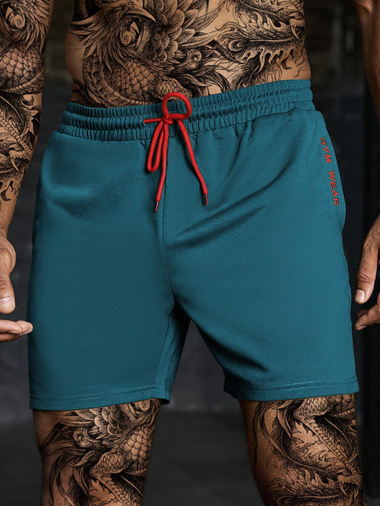 Manfinity Boyfriend Style Men'S Front Tie Pocket Letter Print Sports Shorts, Casual Holiday