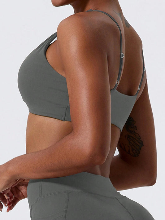 1Pc Super Soft Nude Fabric Breathable Sweat Absorbent Yoga Sports Underwear Twisted Chest Design Back Sling Outdoor Workout Leisure Bra Running Fitness Pilates Women