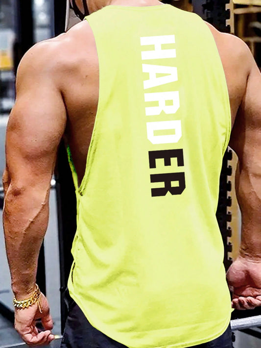 Manfinity Running Boyfriend Style Men Letter Graphic Sports Tank Top Workout Tops Tank Top Pack , Gym , Graphic , Plain , Wife Beaters