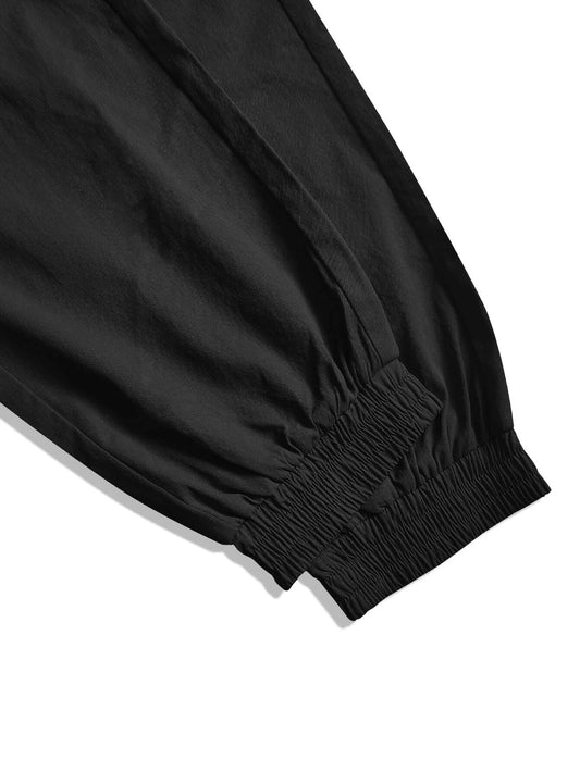 Manfinity Men Letter Graphic Flap Pocket Drawstring Waist Cargo Pants