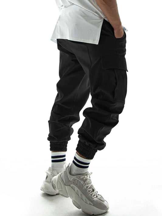 Manfinity Men Letter Graphic Flap Pocket Drawstring Waist Cargo Pants