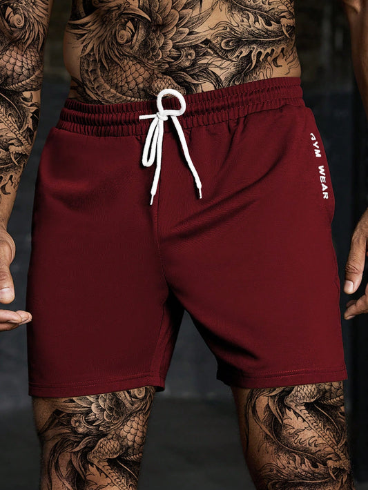 Manfinity Boyfriend Style Men'S Front Tie Pocket Letter Print Sports Shorts, Casual Holiday