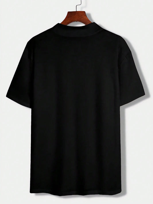 Manfinity Dauomo Men'S Letter Print Stand Collar T-Shirt