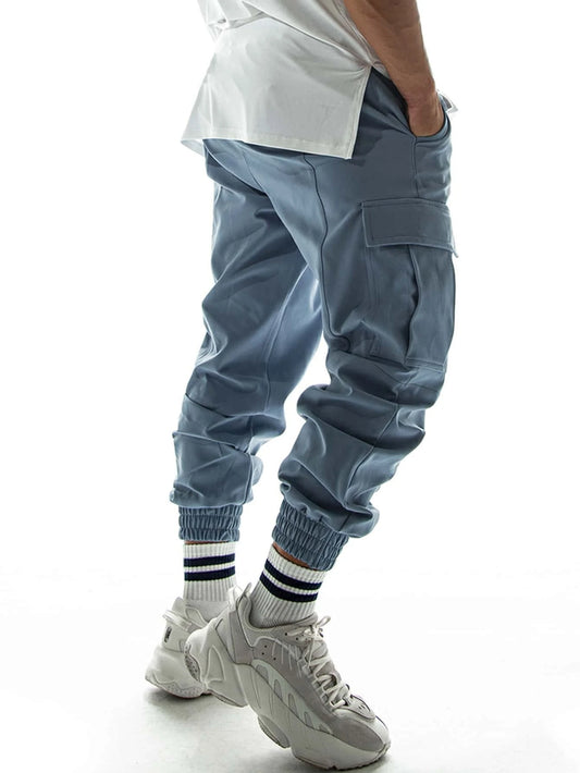 Manfinity Men Letter Graphic Flap Pocket Drawstring Waist Cargo Pants