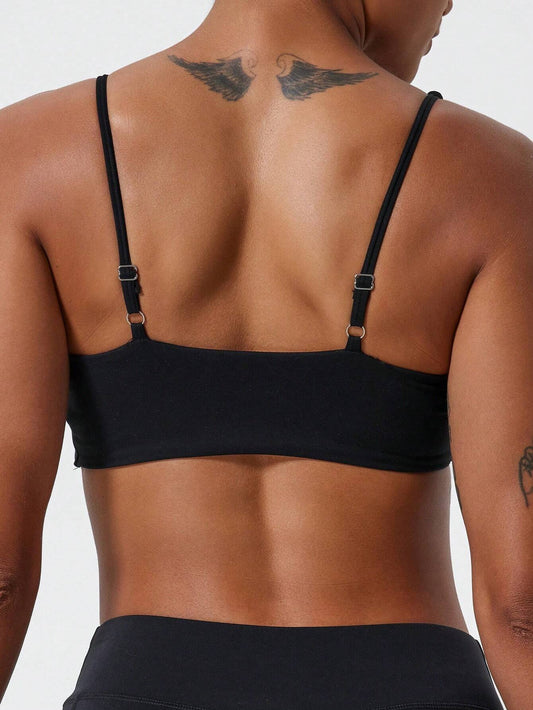 1Pc Super Soft Nude Fabric Breathable Sweat Absorbent Yoga Sports Underwear Twisted Chest Design Back Sling Outdoor Workout Leisure Bra Running Fitness Pilates Women