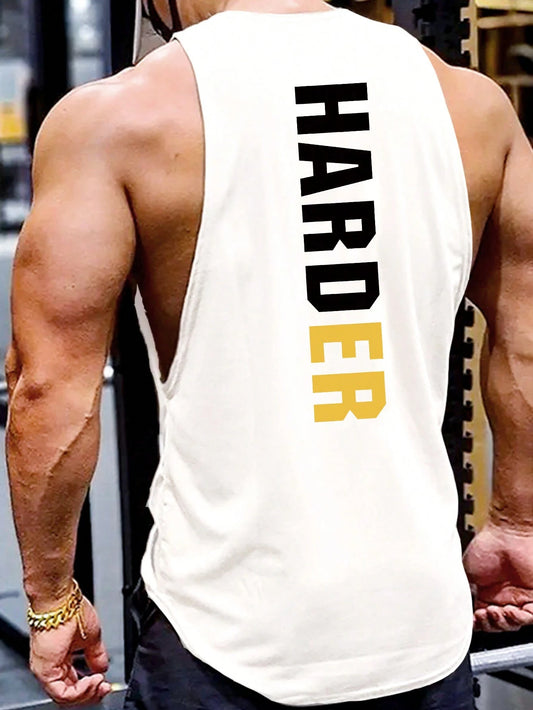Manfinity Running Boyfriend Style Men Letter Graphic Sports Tank Top Workout Tops Tank Top Pack , Gym , Graphic , Plain , Wife Beaters