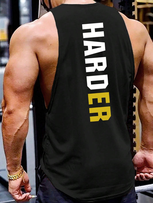 Manfinity Running Boyfriend Style Men Letter Graphic Sports Tank Top Workout Tops Tank Top Pack , Gym , Graphic , Plain , Wife Beaters