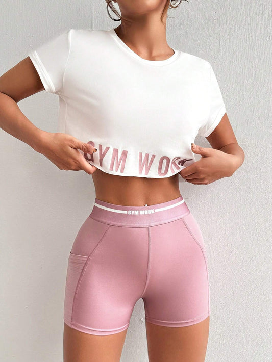 Sport Studio Women Letter Printed Tank Top and Short Leggings Casual Sportswear Suit Workout Women Setwomen Workout Set