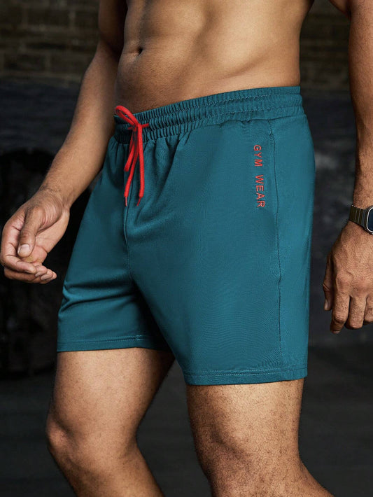 Manfinity Boyfriend Style Men'S Front Tie Pocket Letter Print Sports Shorts, Casual Holiday