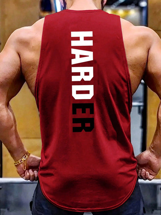 Manfinity Running Boyfriend Style Men Letter Graphic Sports Tank Top Workout Tops Tank Top Pack , Gym , Graphic , Plain , Wife Beaters