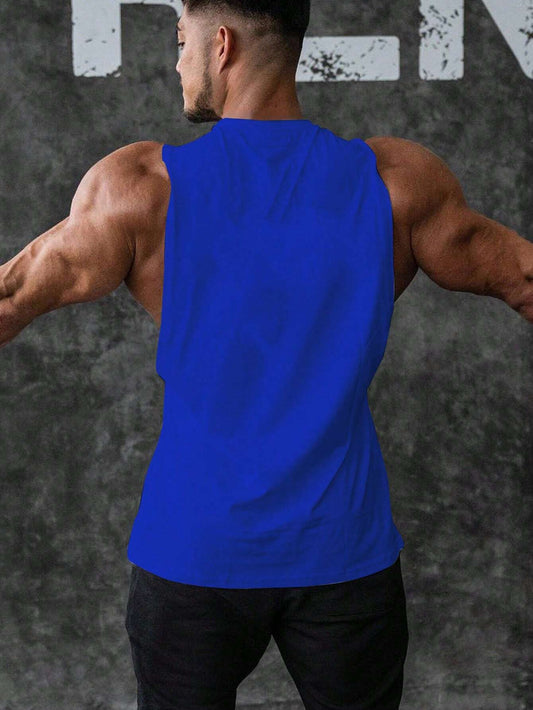 Manfinity Sport PWRUP Boyfriend Style Men'S Letter Printed Sports Tank Top Workout Tops