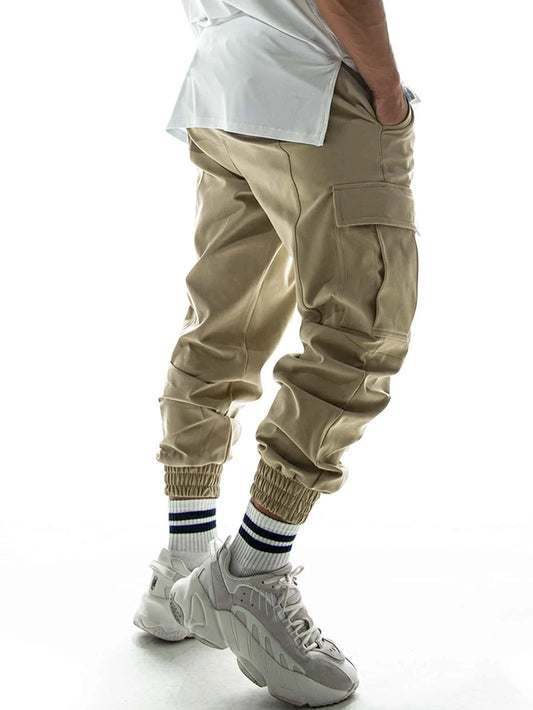 Manfinity Men Letter Graphic Flap Pocket Drawstring Waist Cargo Pants
