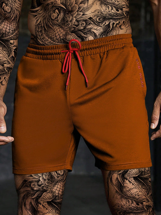 Manfinity Boyfriend Style Men'S Front Tie Pocket Letter Print Sports Shorts, Casual Holiday