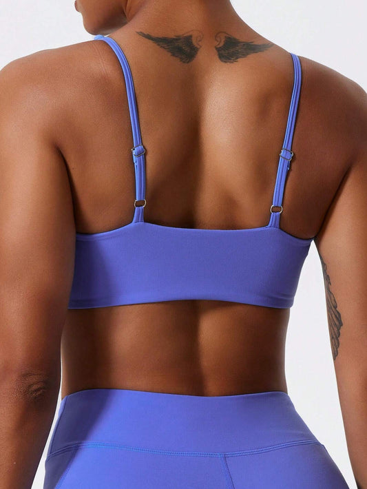 1Pc Super Soft Nude Fabric Breathable Sweat Absorbent Yoga Sports Underwear Twisted Chest Design Back Sling Outdoor Workout Leisure Bra Running Fitness Pilates Women