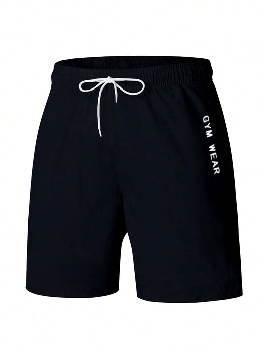 Manfinity Boyfriend Style Men'S Front Tie Pocket Letter Print Sports Shorts, Casual Holiday