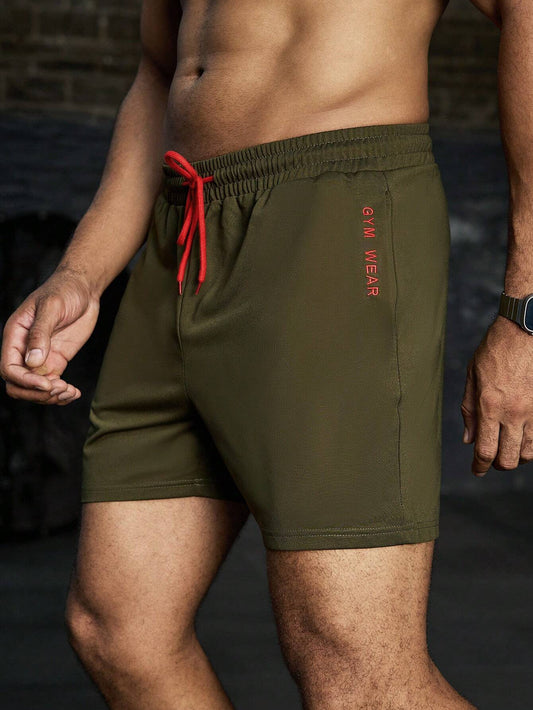 Manfinity Boyfriend Style Men'S Front Tie Pocket Letter Print Sports Shorts, Casual Holiday
