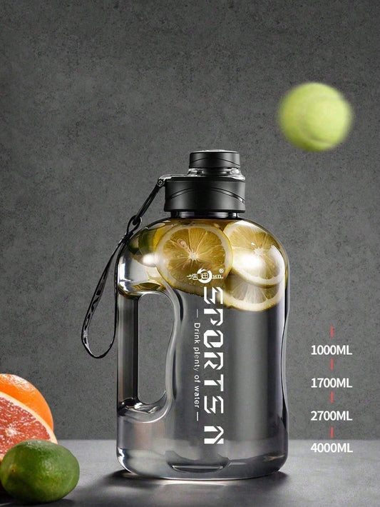 1Pc Large Capacity Sports Water Bottle with Scale, Handle Cup, Rope Portable Water Bottle, Suitable for Travel, Home & Office Use