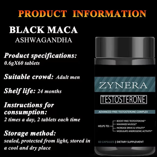 Natural Black Maca Pills, Strong Energy Pills for Men, Men'S Supplement for Reproductive Healthy, Healthy Food