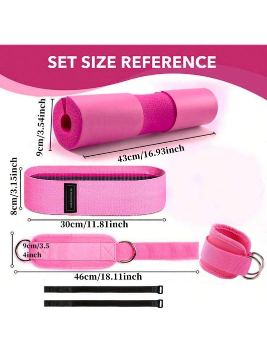 Barbell Shoulder Pad Set Includes 9 Sets for Barbell Squats, Hip Thrusts, Rib Squats Hip Induction and Induction, Hip Thrusts, Leg Curls and Lifting Sets for Both Men and Women, 5 Barbell Squats Set Including a Barbell Pad, 1 Resistance Band, 2 Ankle Straps, and a Barbell Pad Storage Bag