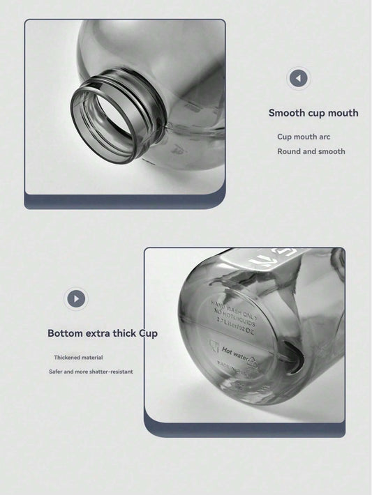 1Pc Large Capacity Sports Water Bottle with Scale, Handle Cup, Rope Portable Water Bottle, Suitable for Travel, Home & Office Use