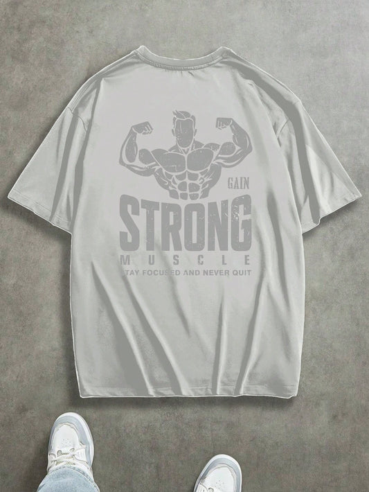Manfinity Sport Corelite Men'S Sports Fitness T-Shirt, Stylish and Versatile for the Gym, Suitable for Daily Wear, Fitness Enthusiast Muscle Graphic, Casual Home, Paired with Sneakers, Jeans, Athletic Pants, Metal Necklace