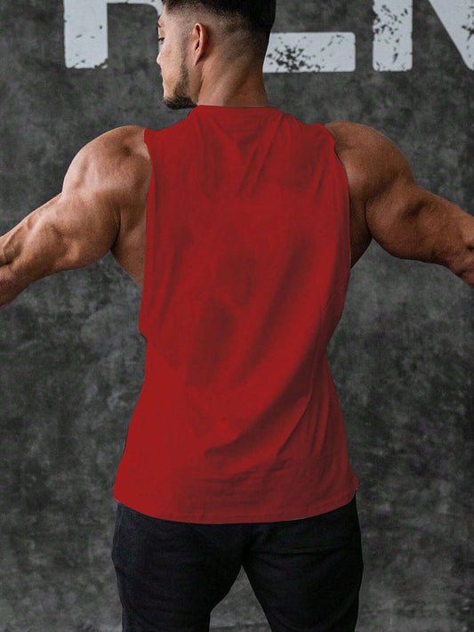Manfinity Sport PWRUP Boyfriend Style Men'S Letter Printed Sports Tank Top Workout Tops