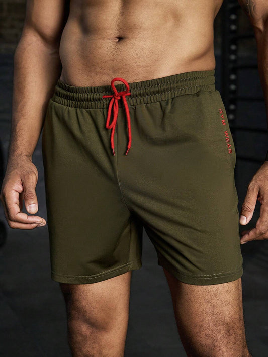 Manfinity Boyfriend Style Men'S Front Tie Pocket Letter Print Sports Shorts, Casual Holiday