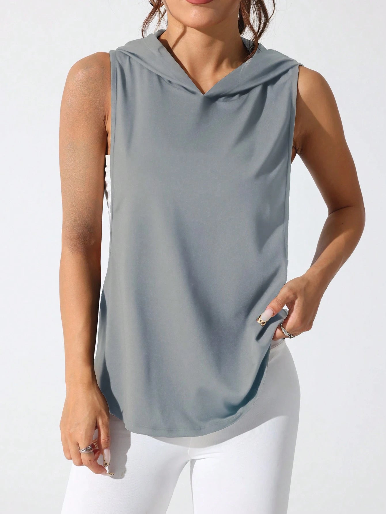 Sport Studio Women'S Solid Color round Neck Fitness Sports Tank Topworkout Tank Top