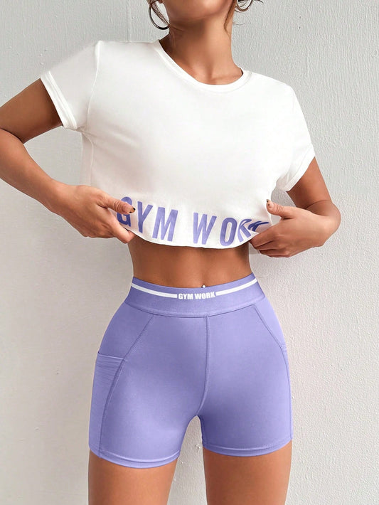 Sport Studio Women Letter Printed Tank Top and Short Leggings Casual Sportswear Suit Workout Women Setwomen Workout Set
