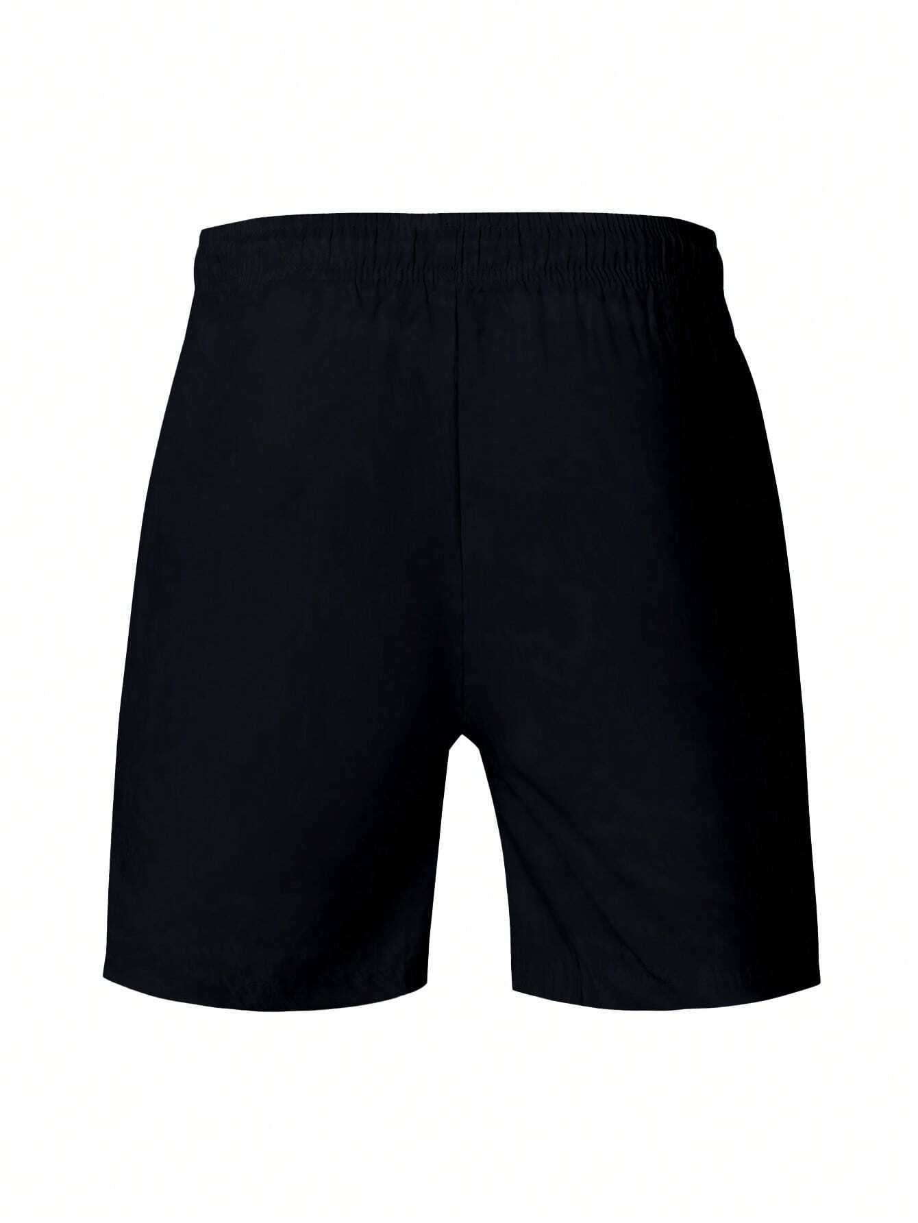 Manfinity Boyfriend Style Men'S Front Tie Pocket Letter Print Sports Shorts, Casual Holiday
