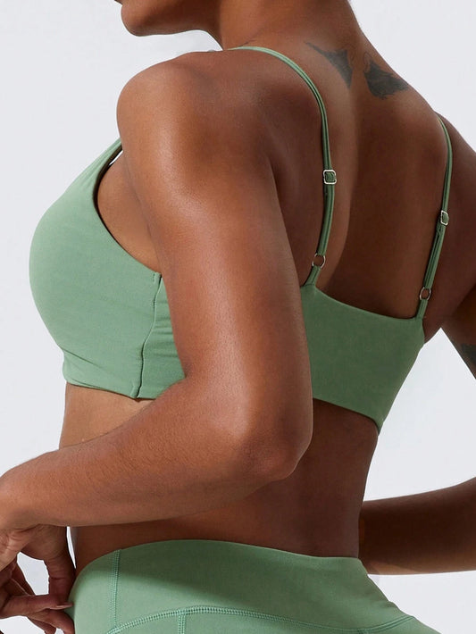1Pc Super Soft Nude Fabric Breathable Sweat Absorbent Yoga Sports Underwear Twisted Chest Design Back Sling Outdoor Workout Leisure Bra Running Fitness Pilates Women
