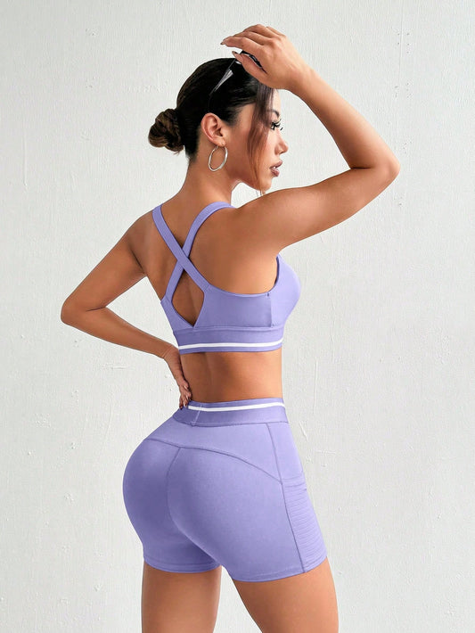Sport Studio Women Letter Printed Tank Top and Short Leggings Casual Sportswear Suit Workout Women Setwomen Workout Set