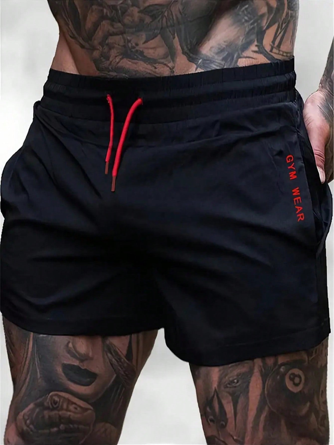 Manfinity Boyfriend Style Men'S Front Tie Pocket Letter Print Sports Shorts, Casual Holiday