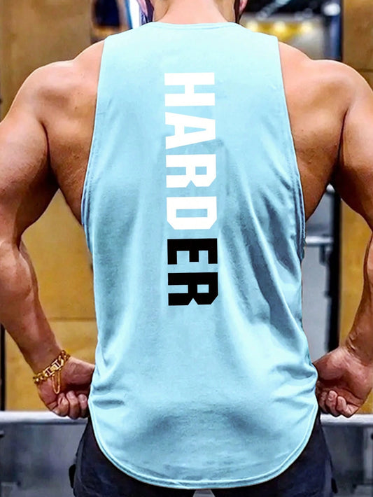 Manfinity Running Boyfriend Style Men Letter Graphic Sports Tank Top Workout Tops Tank Top Pack , Gym , Graphic , Plain , Wife Beaters