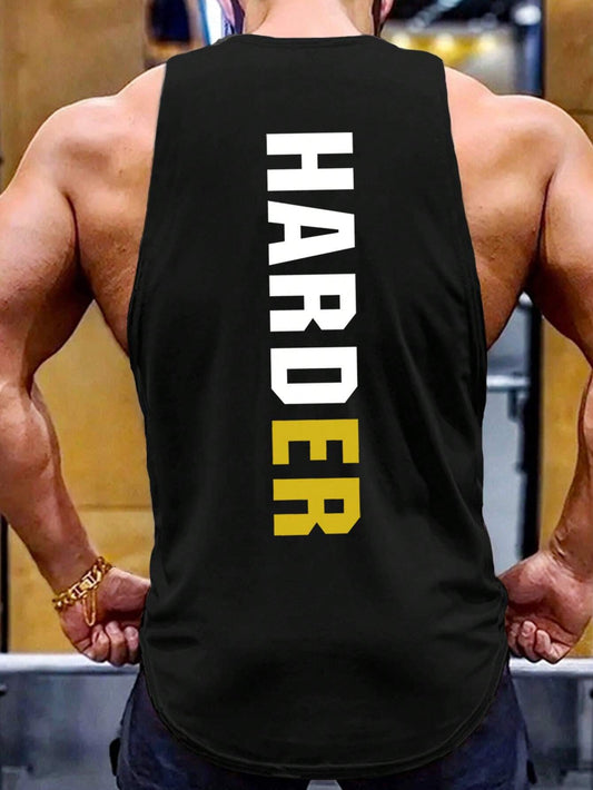 Manfinity Running Boyfriend Style Men Letter Graphic Sports Tank Top Workout Tops Tank Top Pack , Gym , Graphic , Plain , Wife Beaters