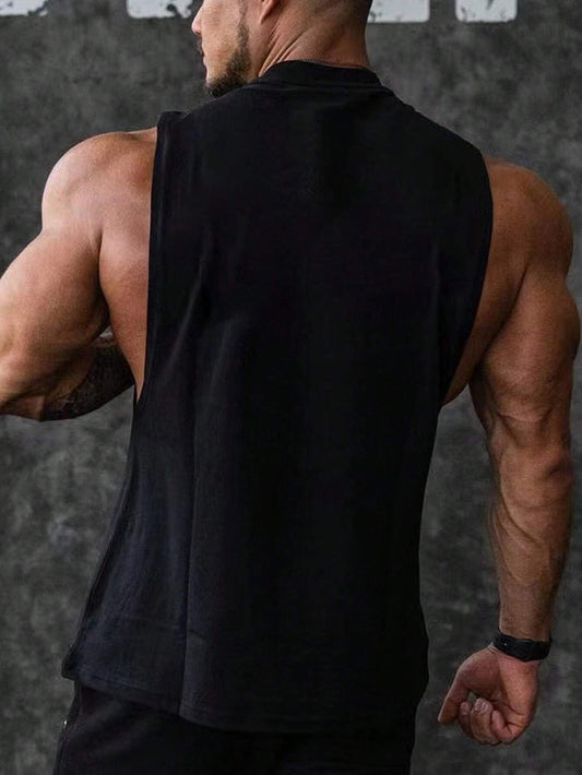 Manfinity Sport PWRUP Boyfriend Style Men'S Letter Printed Sports Tank Top Workout Tops