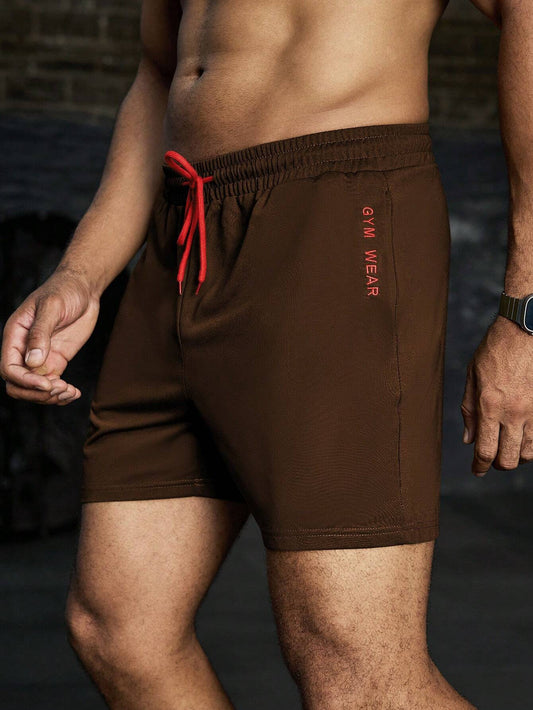 Manfinity Boyfriend Style Men'S Front Tie Pocket Letter Print Sports Shorts, Casual Holiday