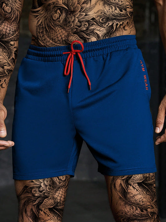 Manfinity Boyfriend Style Men'S Front Tie Pocket Letter Print Sports Shorts, Casual Holiday
