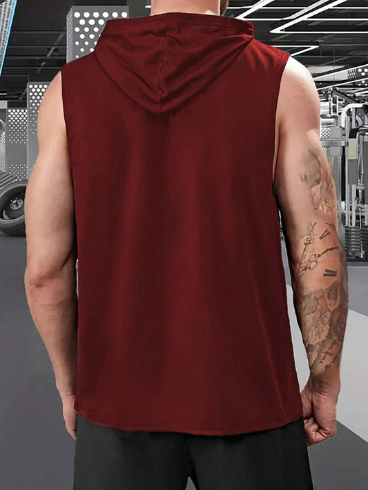 Manfinity Dauomo Men'S Printed Sleeveless Hooded Tank Top Suitable for Daily Wear