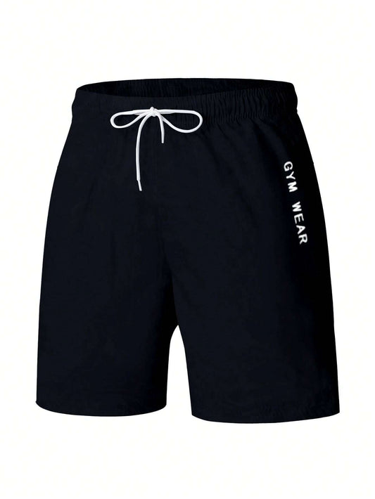 Manfinity Boyfriend Style Men'S Front Tie Pocket Letter Print Sports Shorts, Casual Holiday