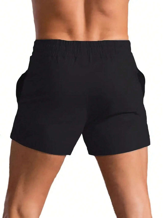Manfinity Boyfriend Style Men'S Front Tie Pocket Letter Print Sports Shorts, Casual Holiday