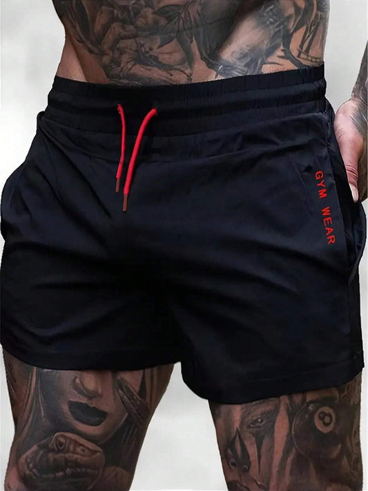 Manfinity Boyfriend Style Men'S Front Tie Pocket Letter Print Sports Shorts, Casual Holiday