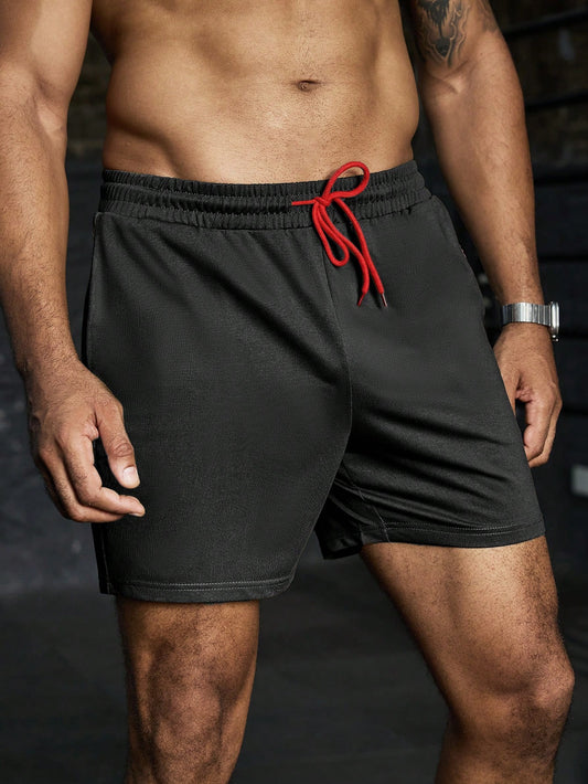 Manfinity Boyfriend Style Men'S Front Tie Pocket Letter Print Sports Shorts, Casual Holiday
